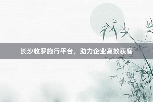 长沙收罗施行平台，助力企业高效获客